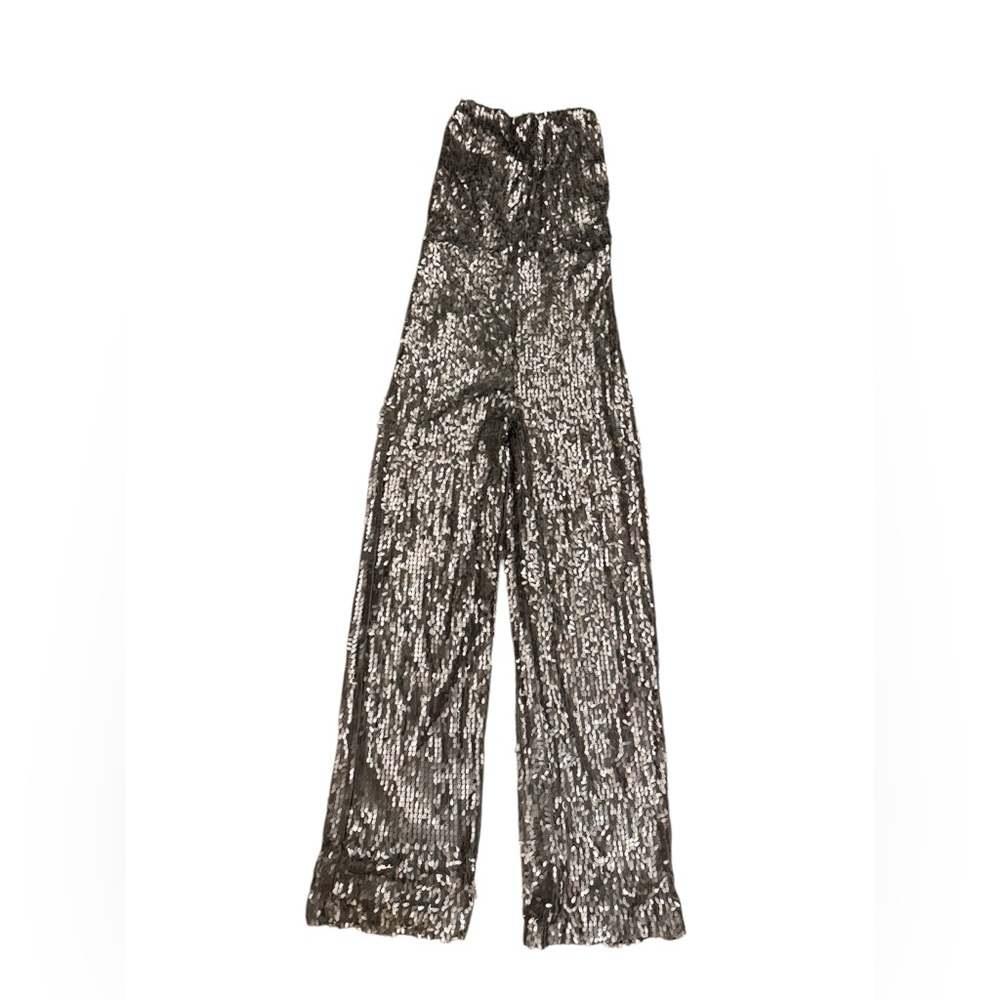 Adixion Silver Sequin Halter Jumpsuit size S - Picture 5 of 7